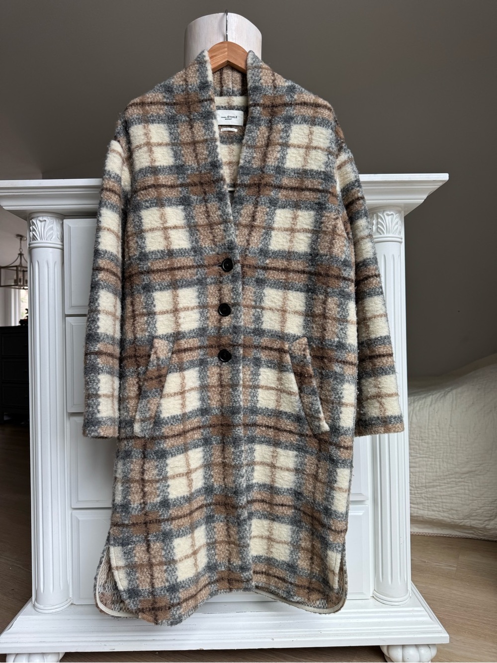 Isabel Marant Étoile Plaid Wool-Blend Coat – Size 38